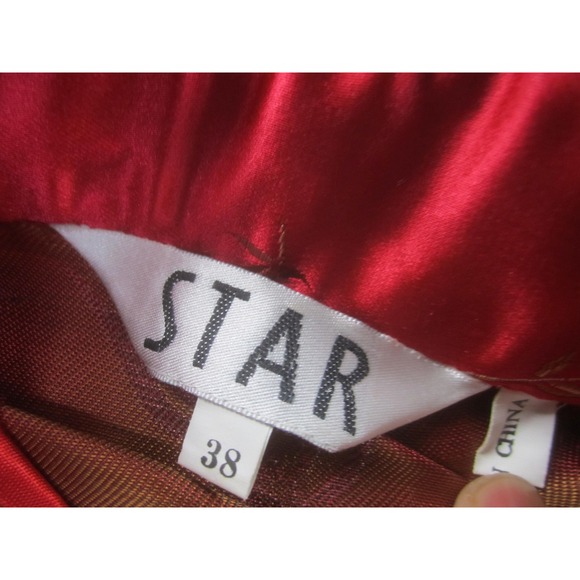 Star Dress Womens 38 Red Gold Bamboo Cheongsam Qipao Chinese‎ Traditional Short - Picture 4 of 9